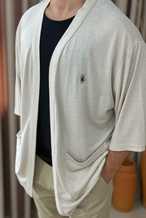 BEAR LOGO ONE COLOR MEN SHIRT LIGHT BEIGE/BZHZB - 3