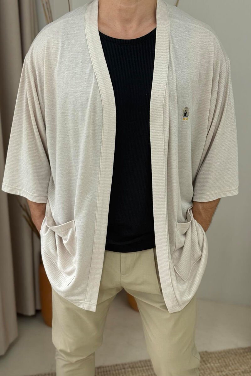 BEAR LOGO ONE COLOR MEN SHIRT LIGHT BEIGE/BZHZB - 4