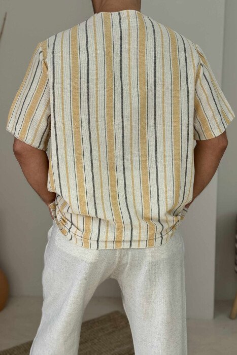BEAR LOGO STRIPED MEN T-SHIRT YELLOW/E VERDHE - 3