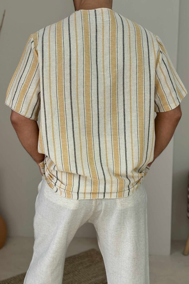 BEAR LOGO STRIPED MEN T-SHIRT YELLOW/E VERDHE - 3