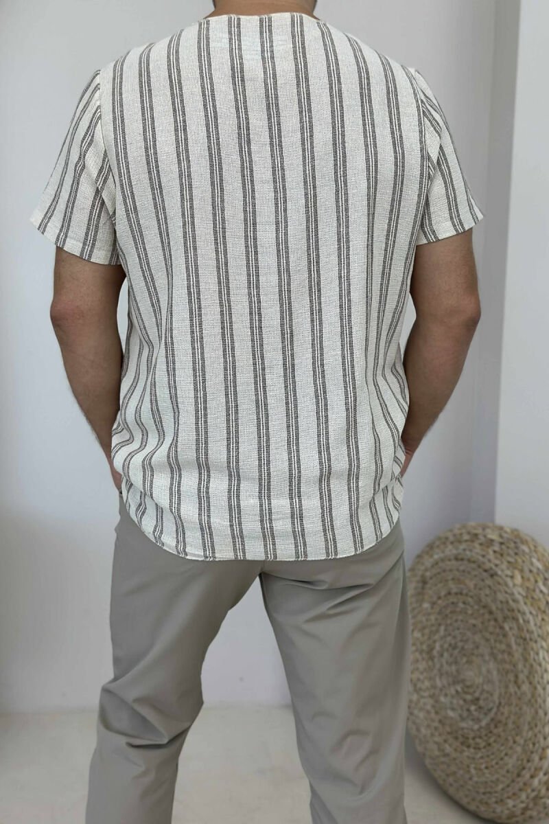 BEAR LOGO STRIPES MEN T-SHIRT BEIGE/BEZHE - 3