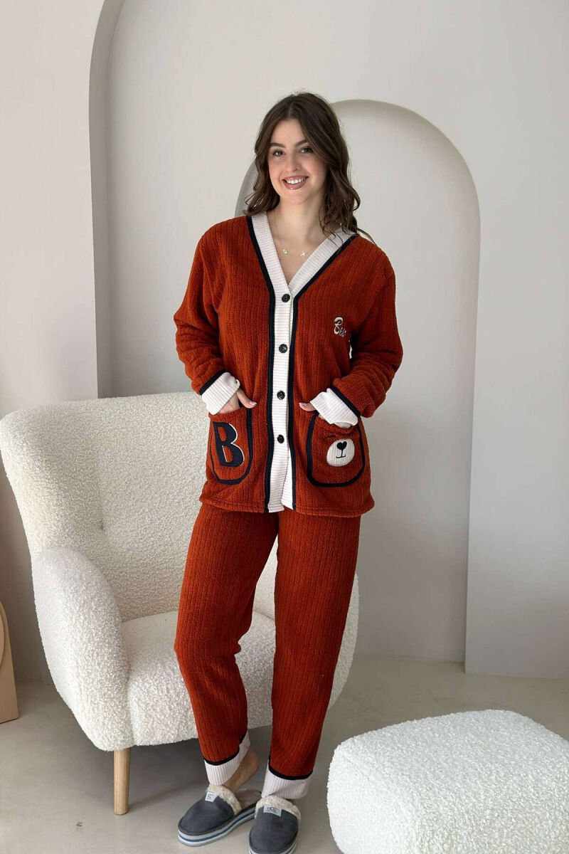 BEAR POCKET BUTTONS WOMAN PYJAMAS BRICK/TULLE - 1
