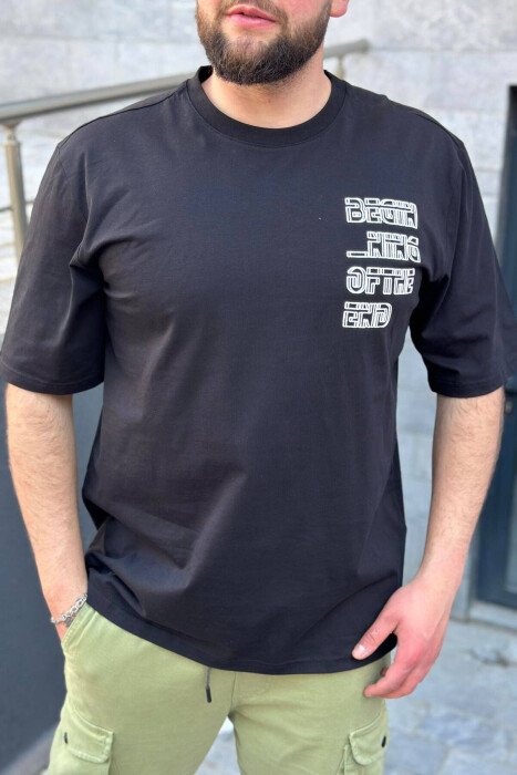 BEGIN ROUND NECK COTTON MEN T-SHIRT BLACK/ E ZEZE - KLAUDIO FASHION
