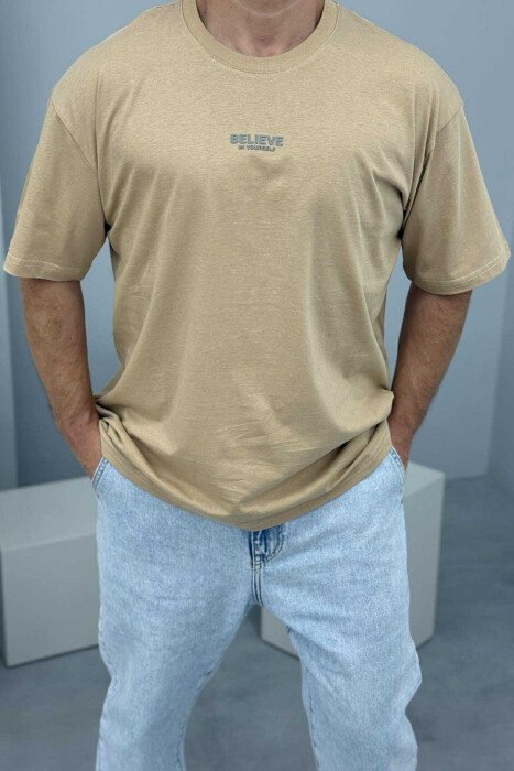 BELIEVE IN YOURSELF WRITTING MEN T-SHIRT BEIGE/BEZHE - 2