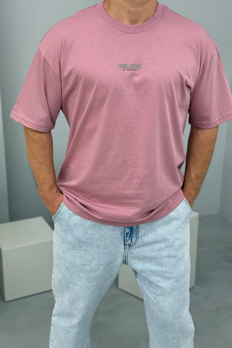 BELIEVE IN YOURSELF WRITTING MEN T-SHIRT LIGHT PURPLE/LEZB - 2