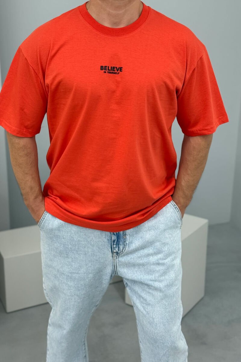 BELIEVE IN YOURSELF WRITTING MEN T-SHIRT ORANGE/PORTOKALLI - 2
