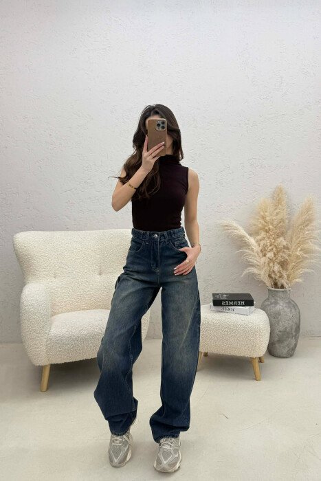 BELTS DETAIL WOMEN JEANS BLUE/BLU - KLAUDIO FASHION