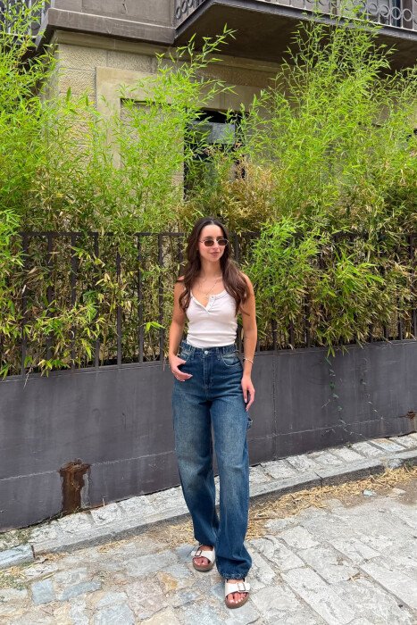 BELTS DETAIL WOMEN JEANS BLUE/BLU - KLAUDIO FASHION