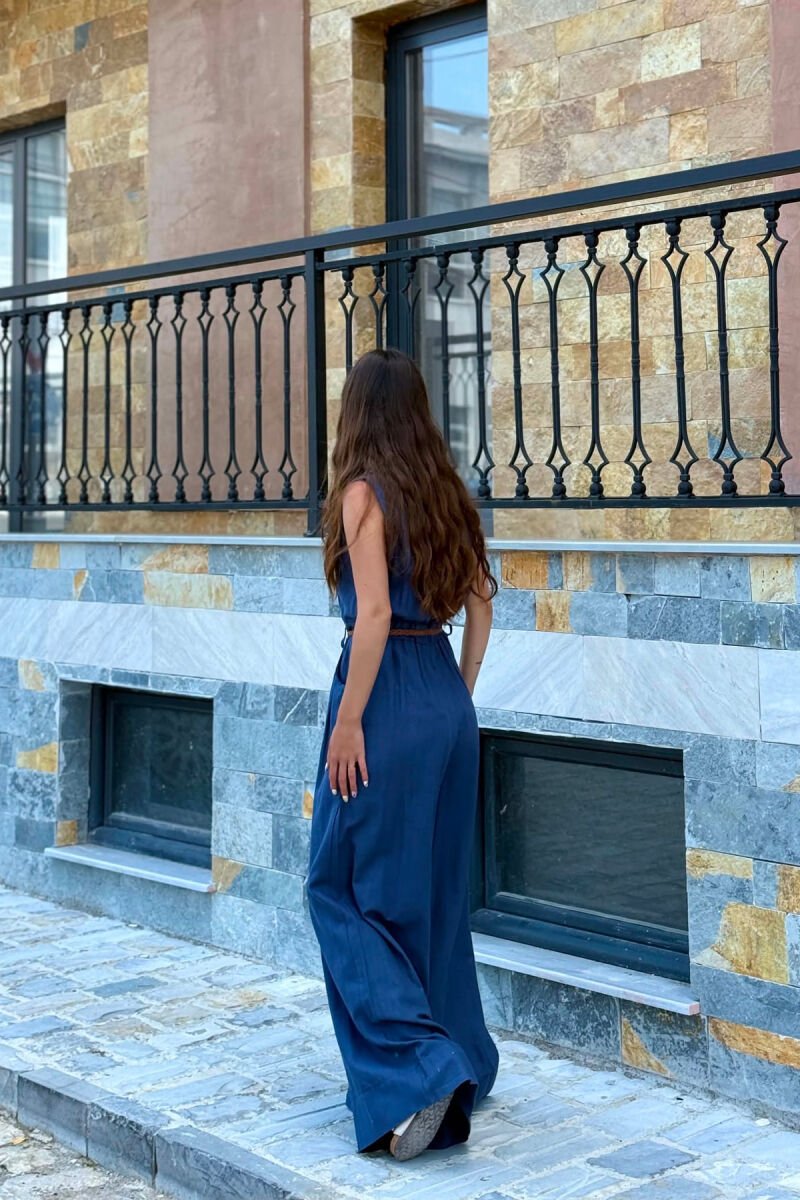 BELT DETAIL BUTTONED WOMAN JUMPSUIT BLUE/BLU - 4