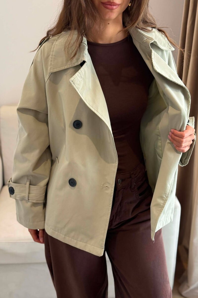 BELT DETAIL BUTTONED WOMAN TRENCH COAT MINT/MENTE - 3