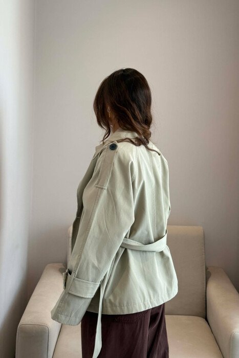 BELT DETAIL BUTTONED WOMAN TRENCH COAT MINT/MENTE - 4