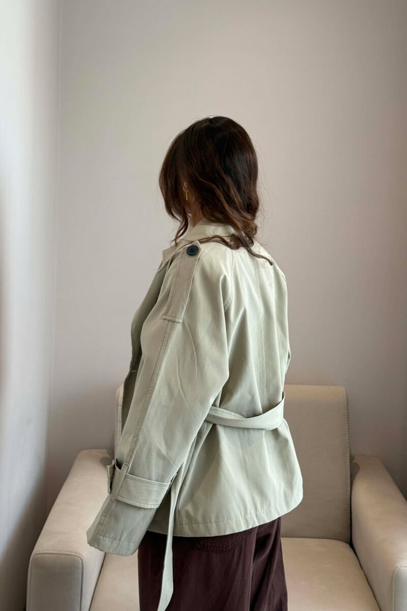BELT DETAIL BUTTONED WOMAN TRENCH COAT MINT/MENTE - 4