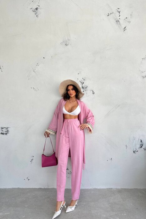 SET PELERINE+PANTALLONA PER FEMRA NE NGJYRE ROZE 