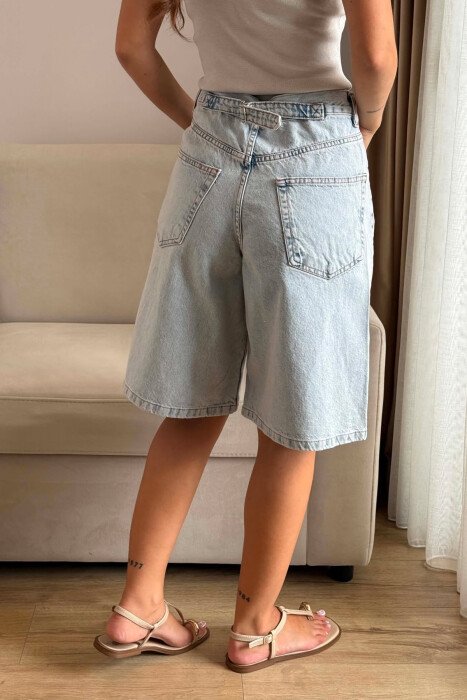 BELT DETAIL KNEE LENGTH WOMEN SHORTS BEAUBLUE/BBL - 3