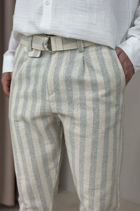 BELT DETAIL LINES DESIGN MEN PANTS GREY/GRI - 2