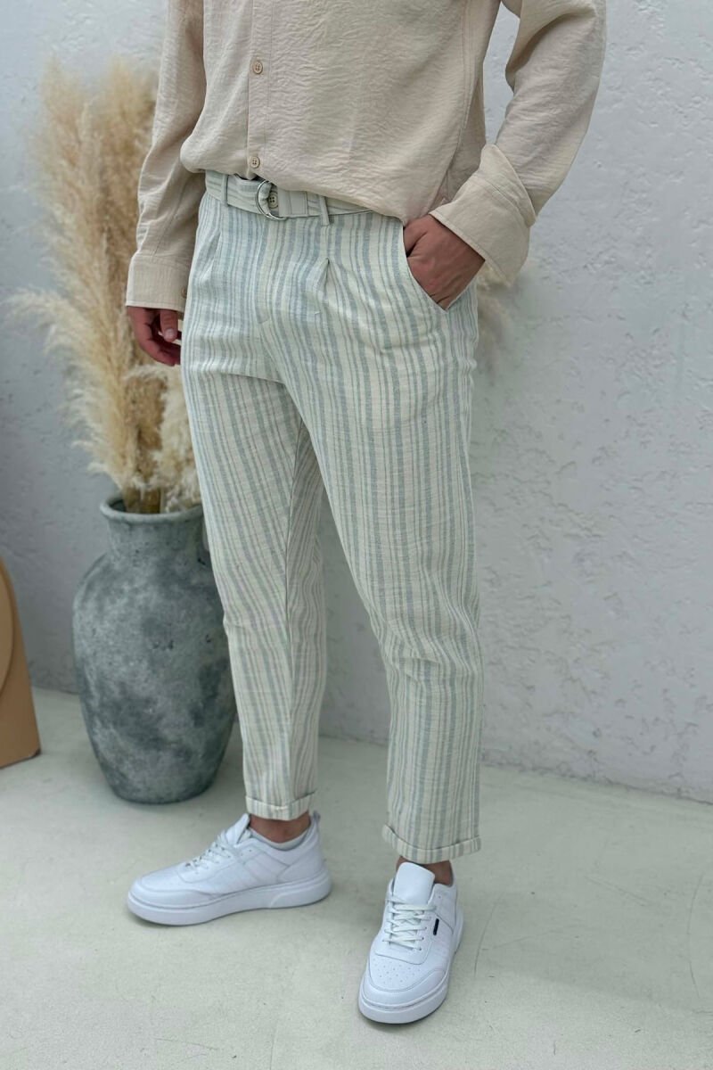 BELT DETAIL LINES DESIGN MEN PANTS GREY/GRI - 4
