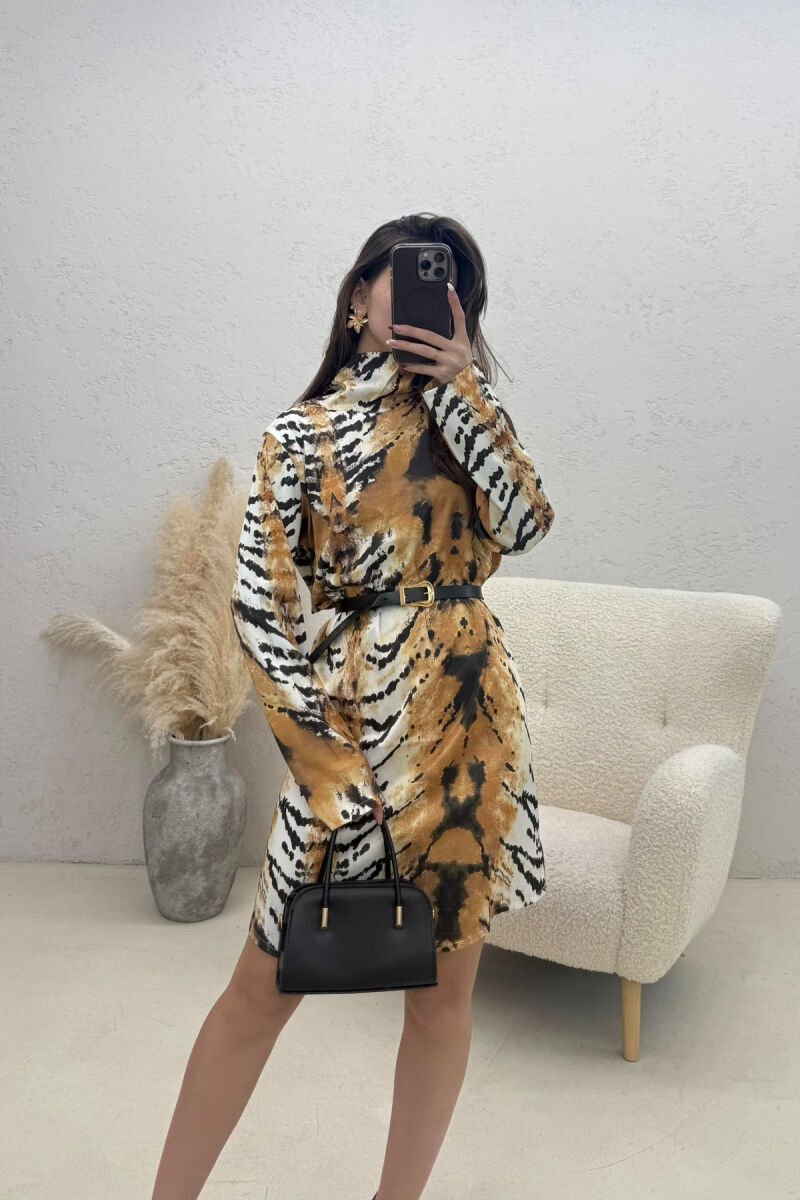 BELT DETAIL LONG SLEEVE WOMAN DRESS LEO/LEOPARD - 1