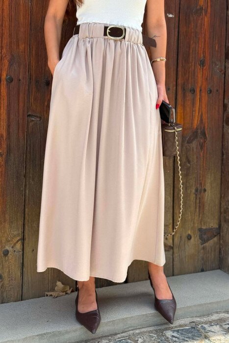 BELT DETAIL LONG WOMAN DRESS BEIGE/BEZHE - 3