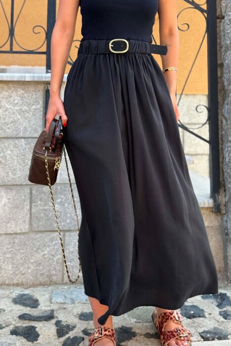 BELT DETAIL LONG WOMAN DRESS BLACK/ E ZEZE - 3