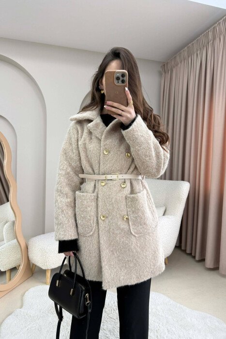 BELT DETAIL MEDIUM WOMAN JACKET BEIGE/BEZHE 