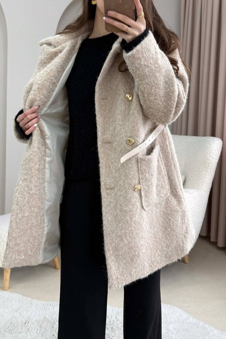 BELT DETAIL MEDIUM WOMAN JACKET BEIGE/BEZHE - 2