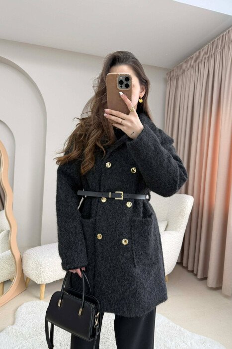 BELT DETAIL MEDIUM WOMAN JACKET BLACK/ E ZEZE 