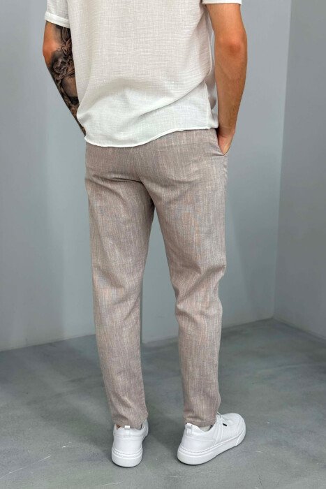 BELT DETAIL ONE COLOR MEN PANTS BEIGE/BEZHE - 3