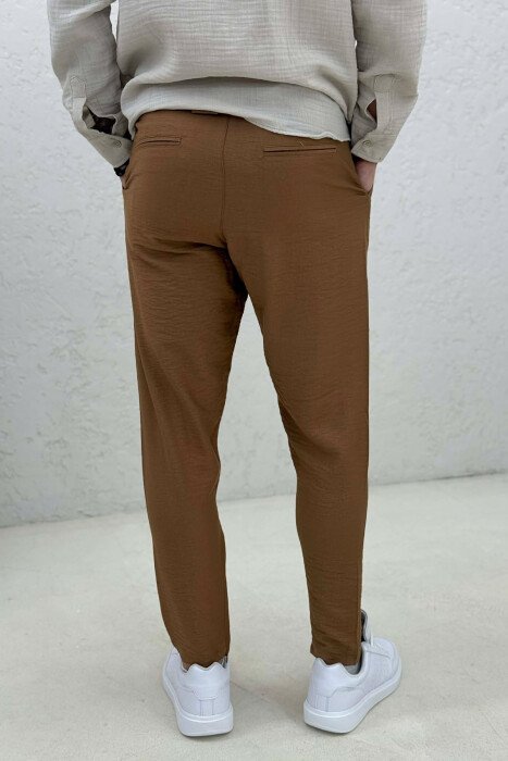 BELT DETAIL ONE COLOR MEN PANTS BROWN/KAFE - 3