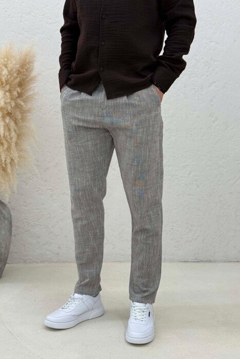 BELT DETAIL ONE COLOR MEN PANTS GREY/GRI - 2
