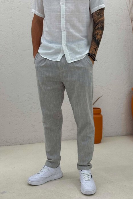 BELT DETAIL ONE COLOR MEN PANTS LIGHT GREY/GZ - 2