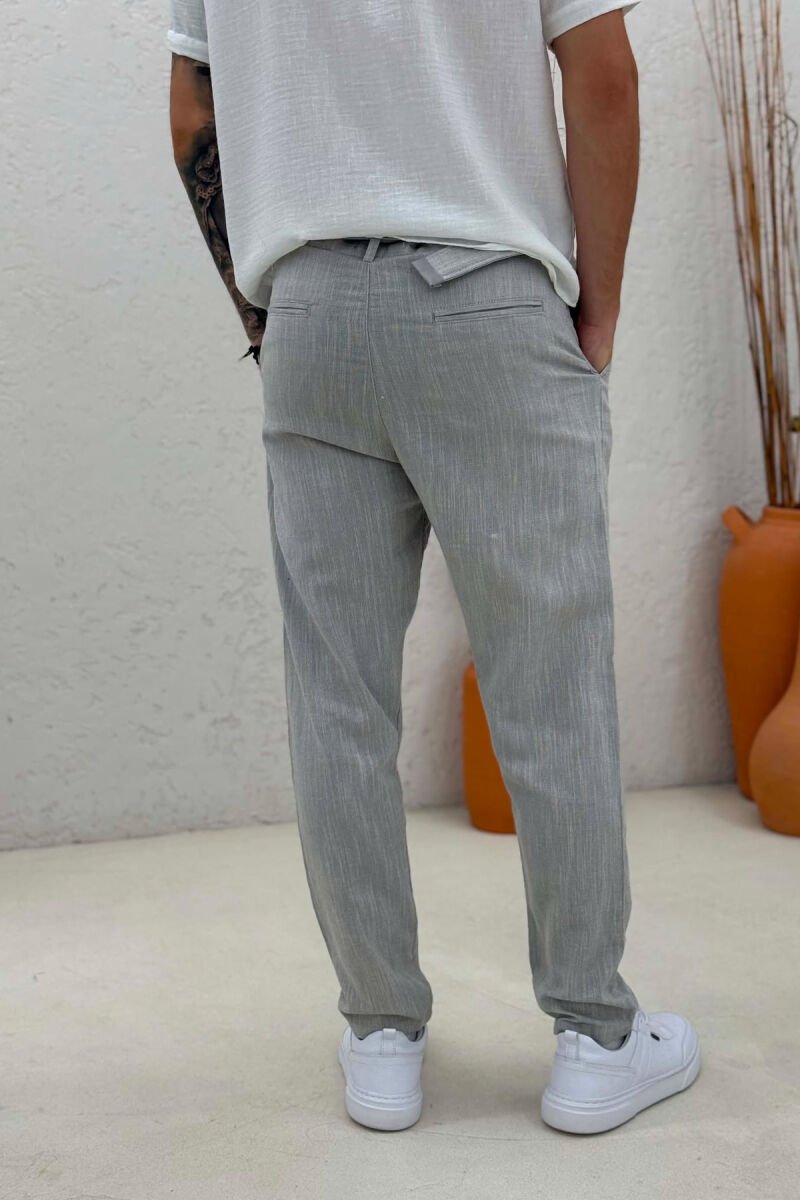 BELT DETAIL ONE COLOR MEN PANTS LIGHT GREY/GZ - 3