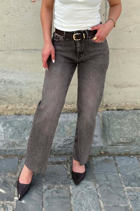 BELT DETAIL ONE COLOR WOMAN JEANS BROWN/KAFE - 2