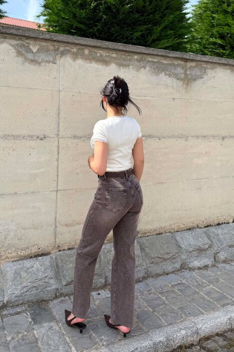 BELT DETAIL ONE COLOR WOMAN JEANS BROWN/KAFE - 4