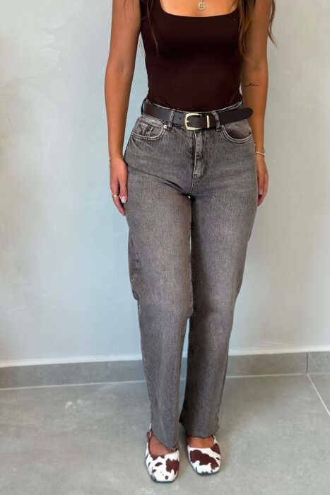 BELT DETAIL ONE COLOR WOMAN JEANS BROWN/KAFE - 2