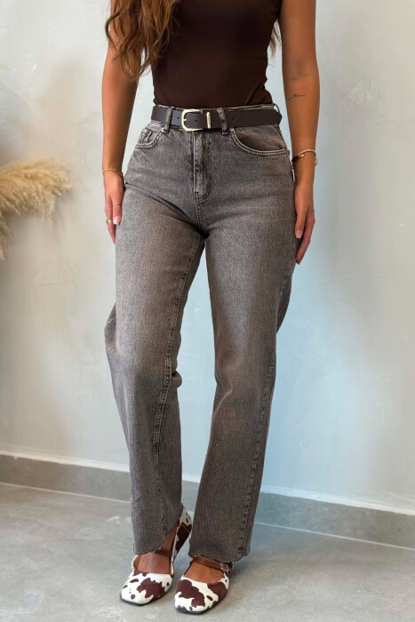 BELT DETAIL ONE COLOR WOMAN JEANS BROWN/KAFE - 4