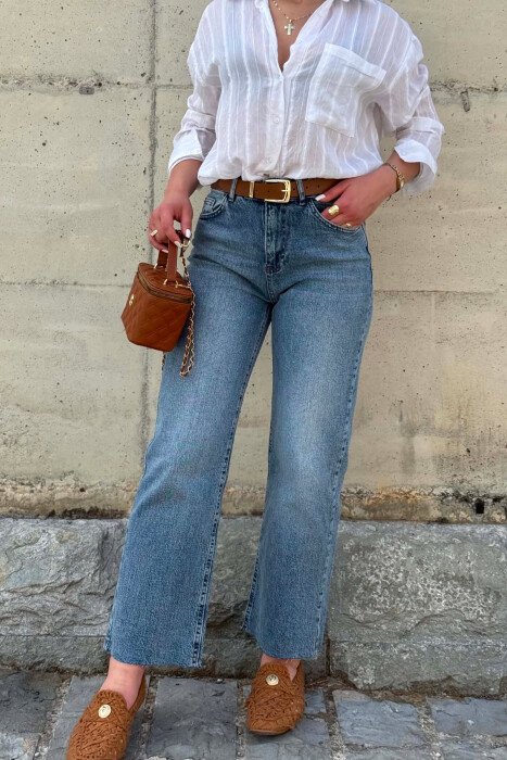 BELT DETAIL ONE COLOR WOMAN JEANS LIGHTBLUE/BZ - 5