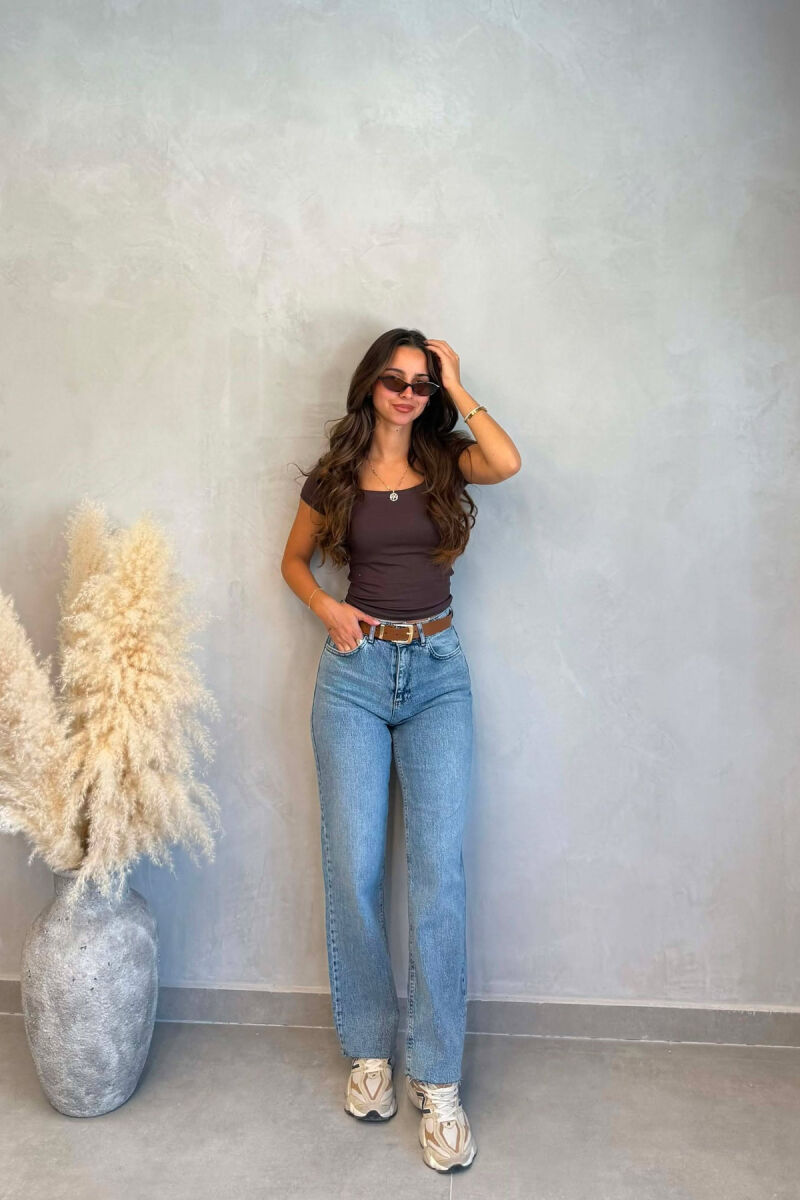 BELT DETAIL ONE COLOR WOMAN JEANS LIGHTBLUE/BZ - 1