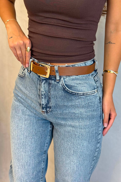 BELT DETAIL ONE COLOR WOMAN JEANS LIGHTBLUE/BZ - 5