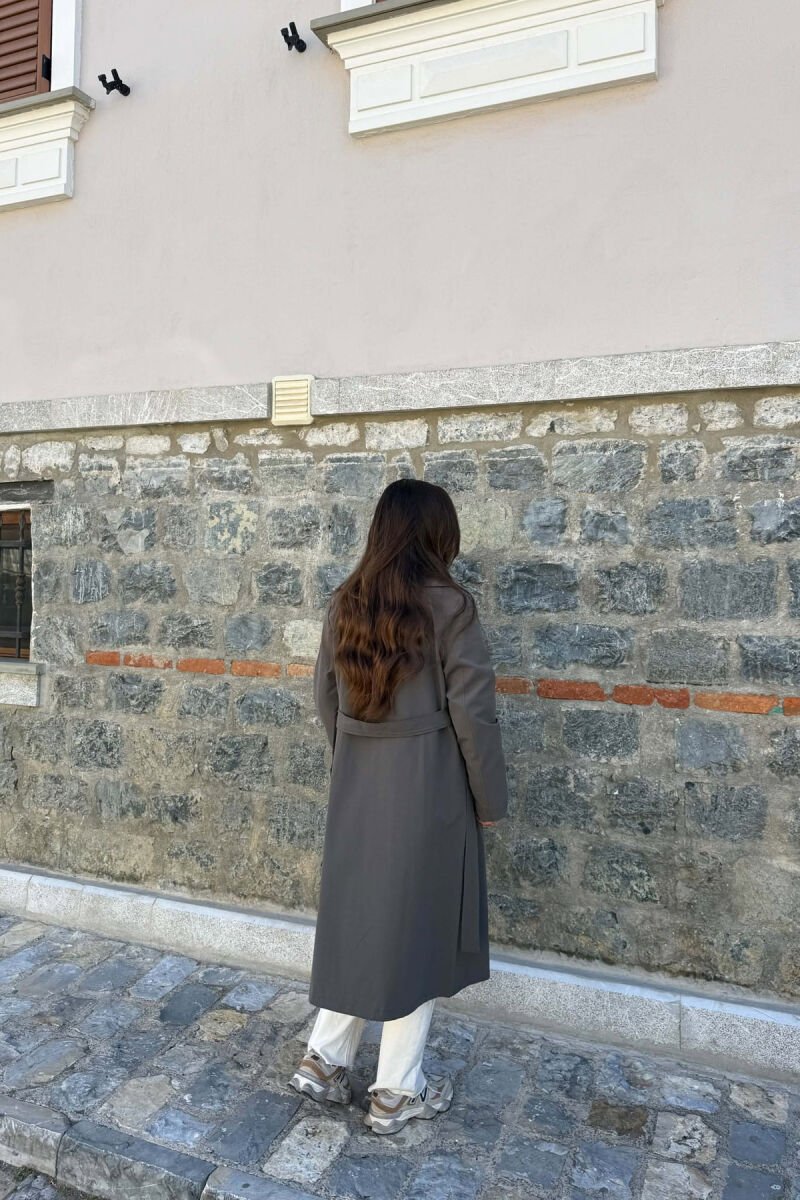 BELT DETAIL ONE COLOR WOMAN TRENCH COAT DARK GREY/GEE - 4