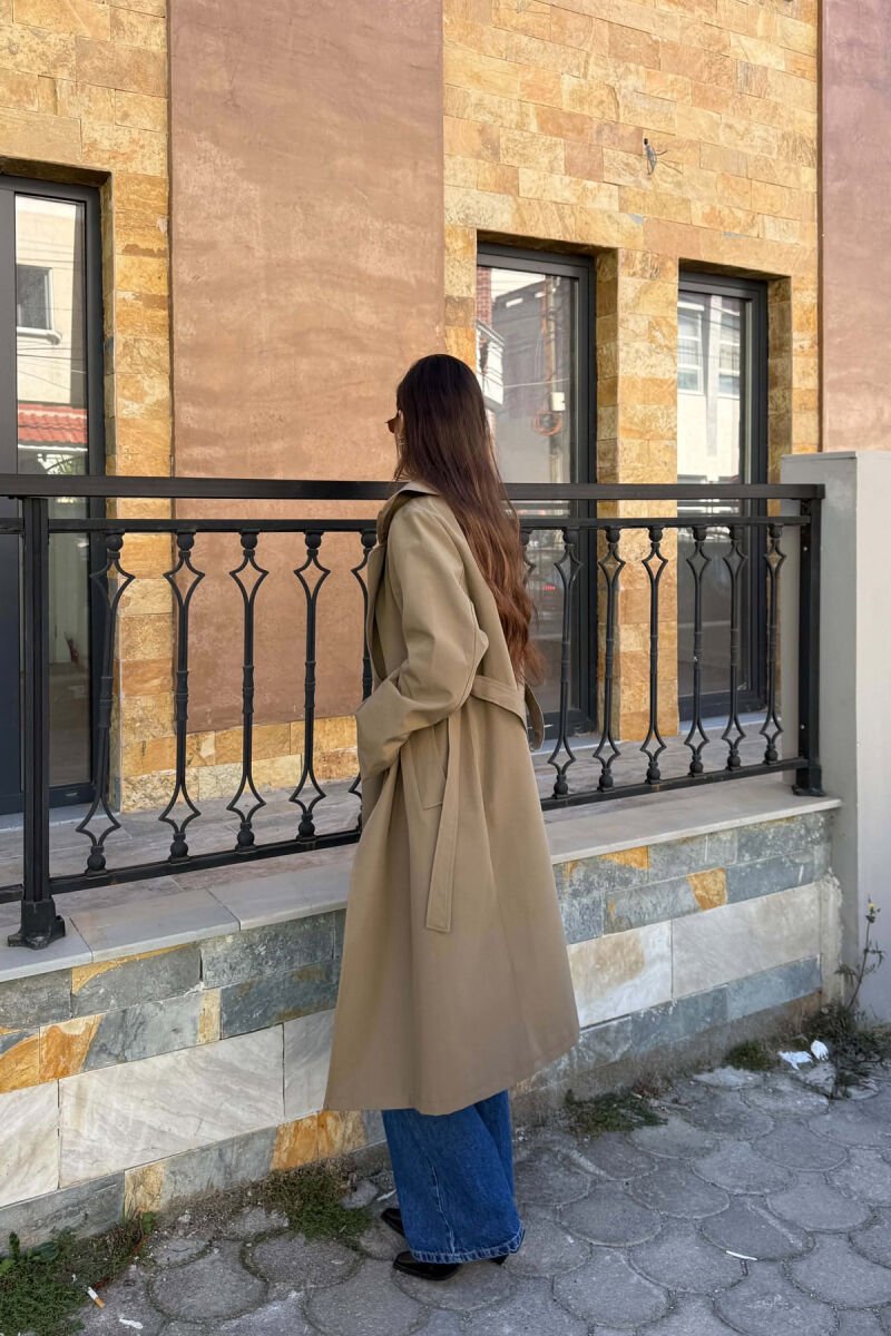 BELT DETAIL ONE COLOR WOMAN TRENCH COAT KHAKI / KAKI - 5