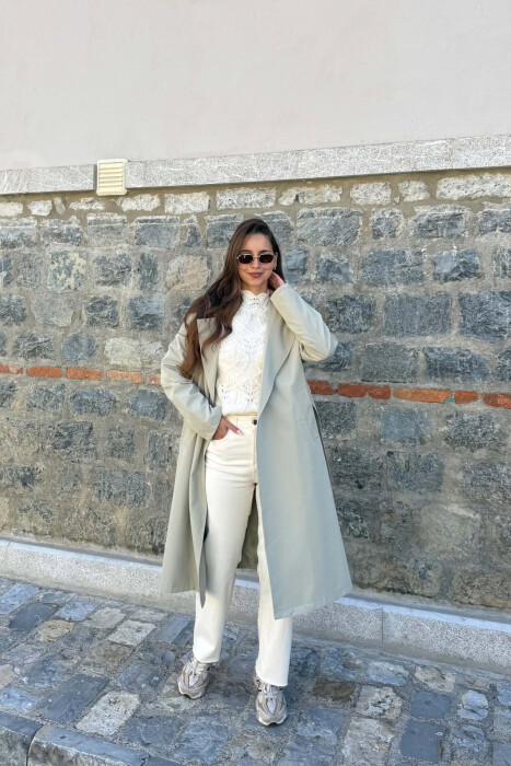 BELT DETAIL ONE COLOR WOMAN TRENCH COAT MINT/MENTE - 3