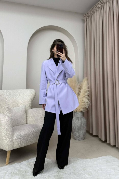 BELT DETAIL ONE COLOR WOMEN JACKET PURPLE/LEJLA 