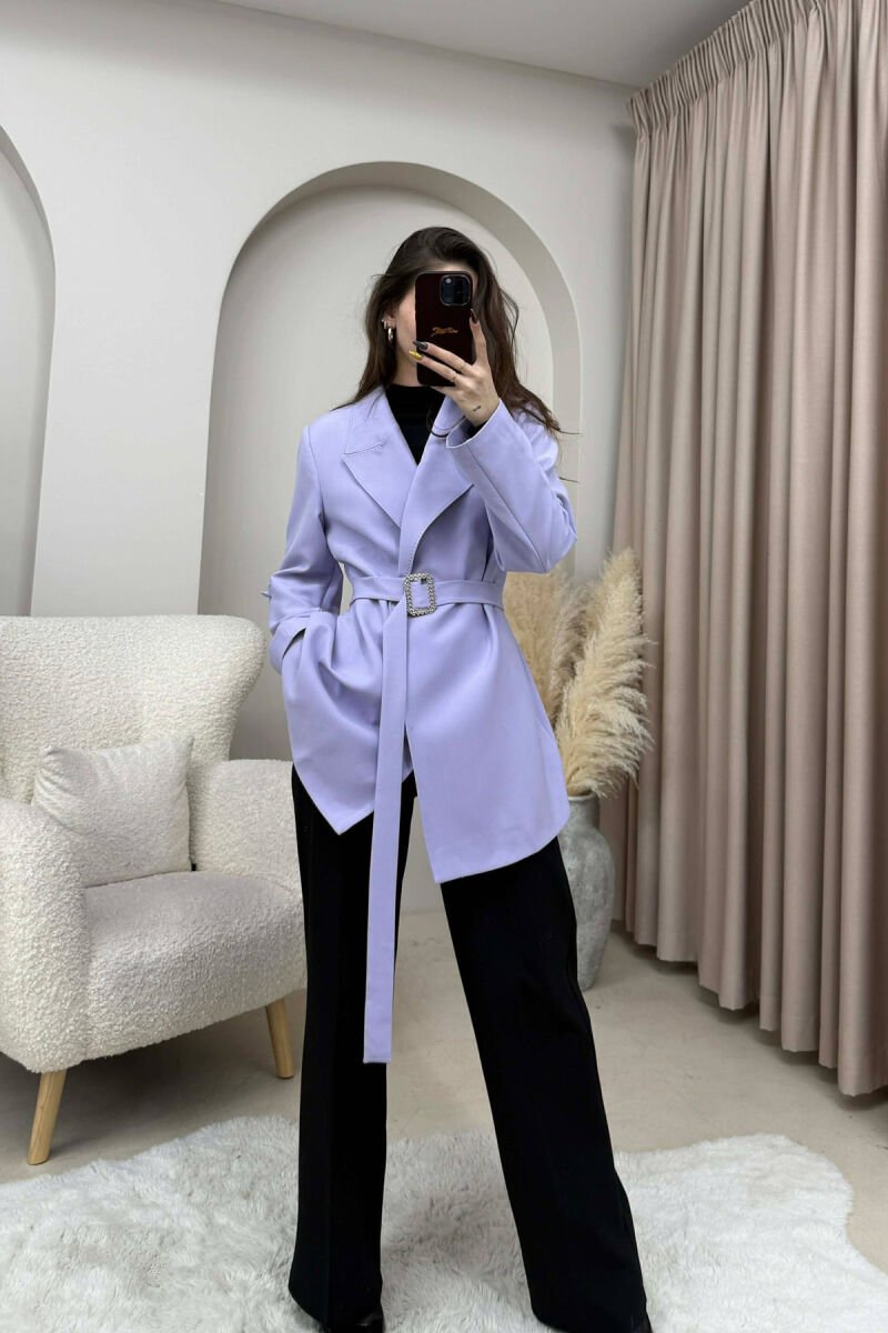 BELT DETAIL ONE COLOR WOMEN JACKET PURPLE/LEJLA - 2