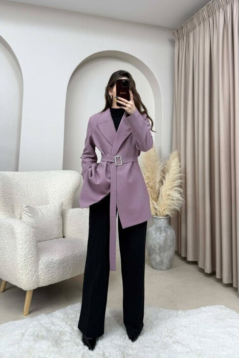 BELT DETAIL ONE COLOR WOMEN JACKET VINEGAR/UTHULL 