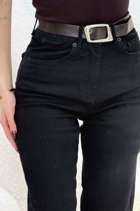 BELT DETAIL ONE COLOR WOMEN JEANS BLACK/ E ZEZE - 2
