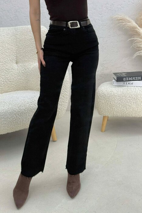 BELT DETAIL ONE COLOR WOMEN JEANS BLACK/ E ZEZE - 3