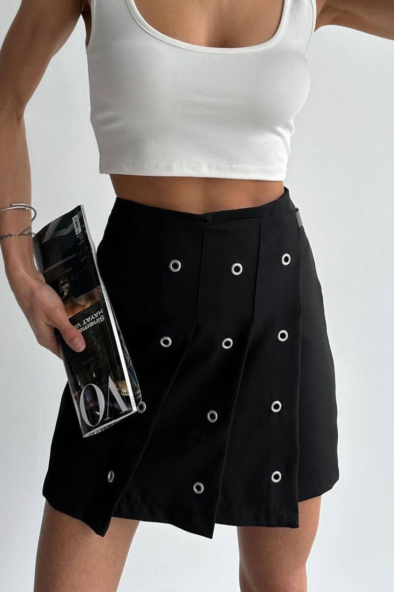 BELT DETAIL ONE COLOR WOMEN SKORT BLACK/ E ZEZE - 1