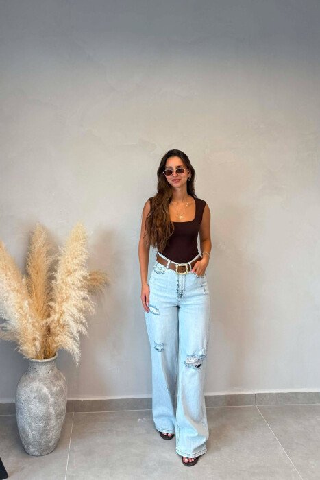 XHINSE TE GRISURA ME DETAJIN E RRIPIT PER FEMRA NE NGJYRE BLU TE ZBARDHUR - KLAUDIO FASHION