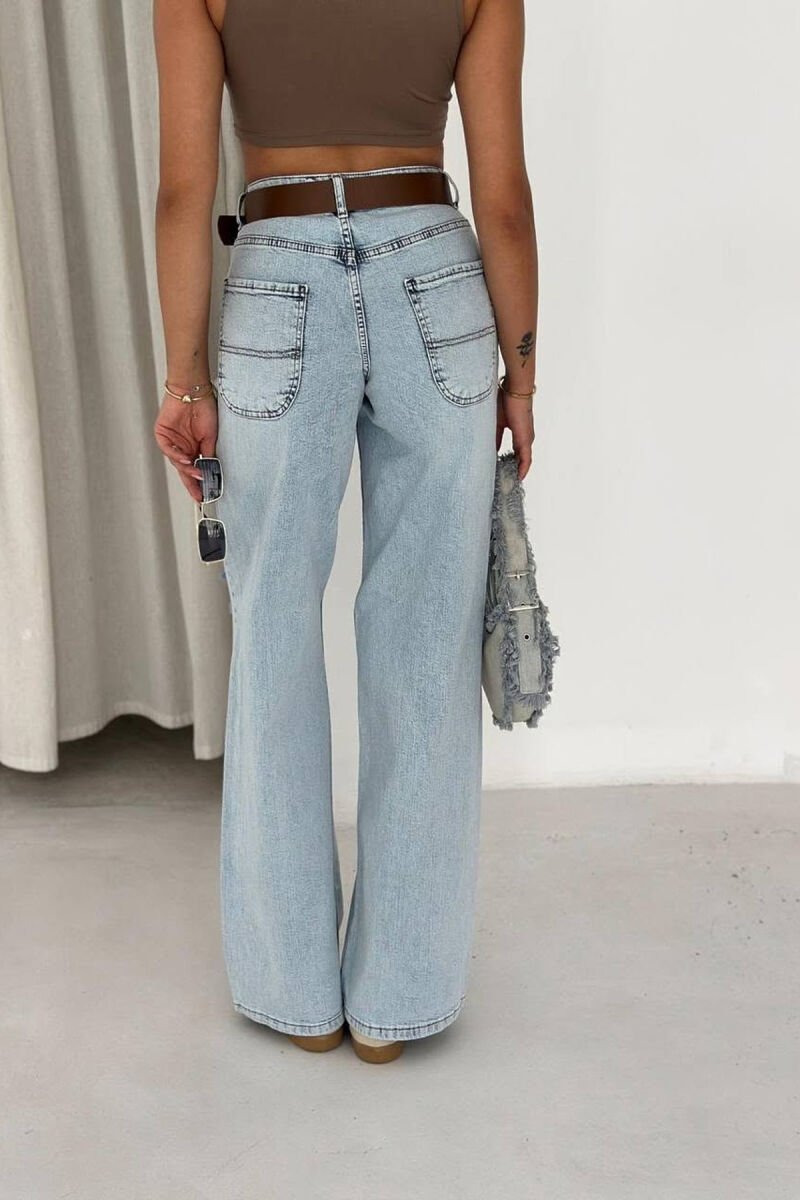 BELT DETAIL RIPPED WOMAN JEANS LIGHTBLUE/BZ - 3