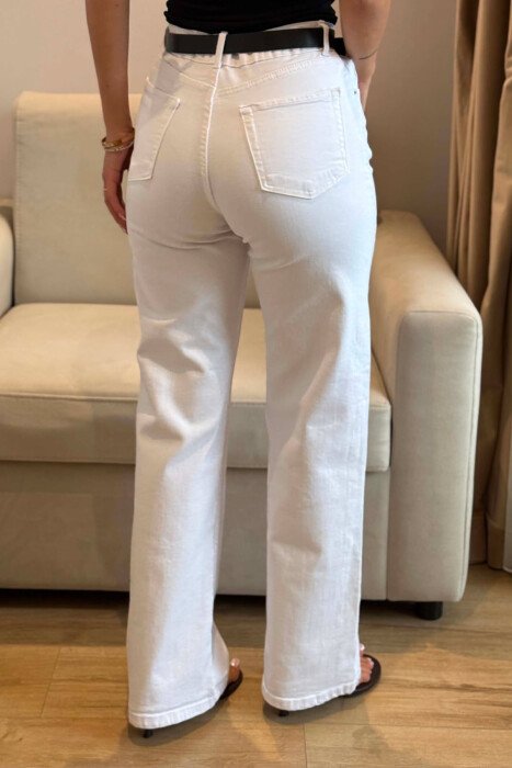 BELT DETAIL SIMPLE WOMAN JEANS WHITE-E BARDHE - 3